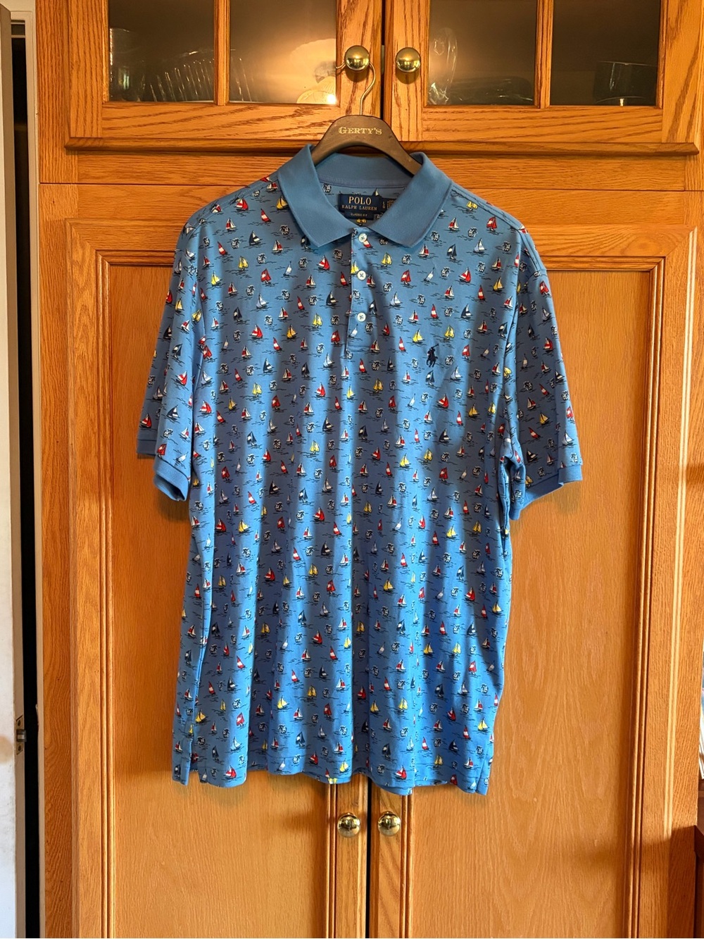 Polo by Ralph Lauren Men's Blue Sailboat Print Polo Shirt size large